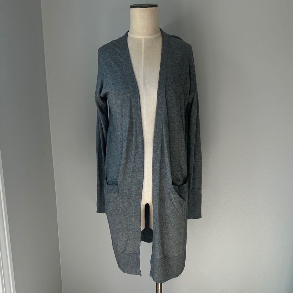 Halogen Charcoal Open Front Cardigan w/Front Pockets, Soft Blend Material Size M